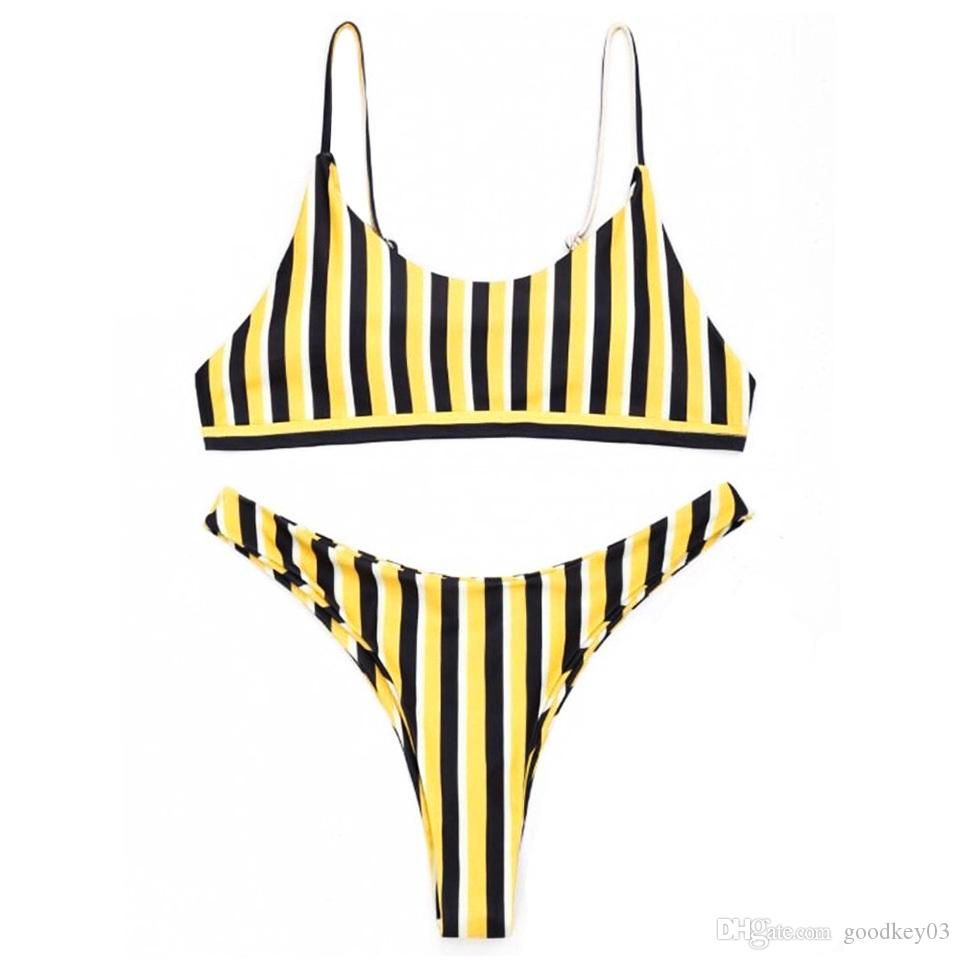 yellow striped bikini