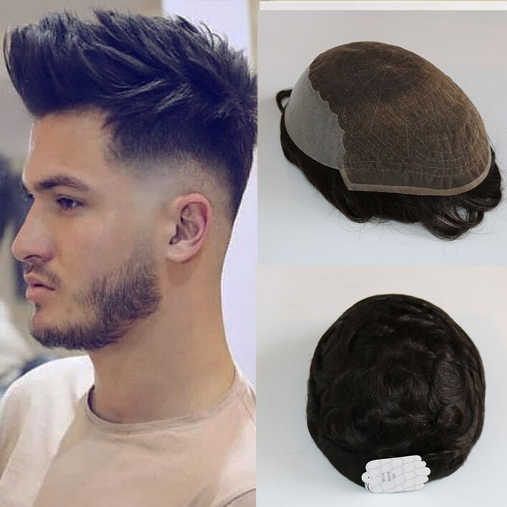 2019 Swiss Lace Men Hair Replacement Systems Lace Front With Pu