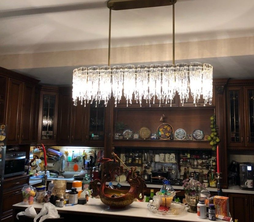 غرفة الذهب فاخرة تصميم مستطيل الثريات ac110v 220v مسح زجاج led مصباح قلادة سفرة غرفة المعيشة معلقة أضواء تركيبات الإضاءة 2021 من volvo dh2010 2 365 87ر س موبايل dhgate