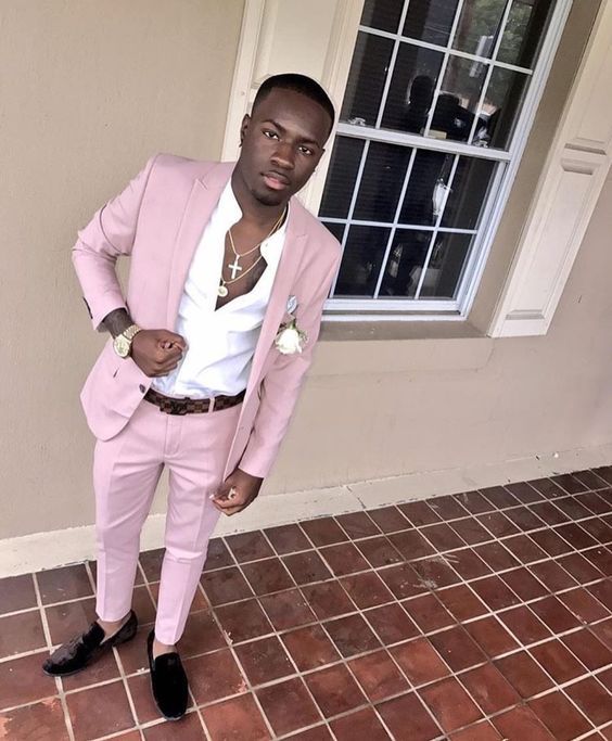 Light Pink Men Suits Casual Elegant Man 