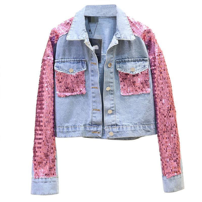 Compra Nuevo Diseño Vintage Colorido Mujeres Cintura Alta Abrigo Corto Lentejuelas  Chaqueta De Mezclilla Lentejuelas Lujo Mujer Outwear Suelta Streetwear  Barato | Entrega Rápida Y Calidad | Es.Dhgate