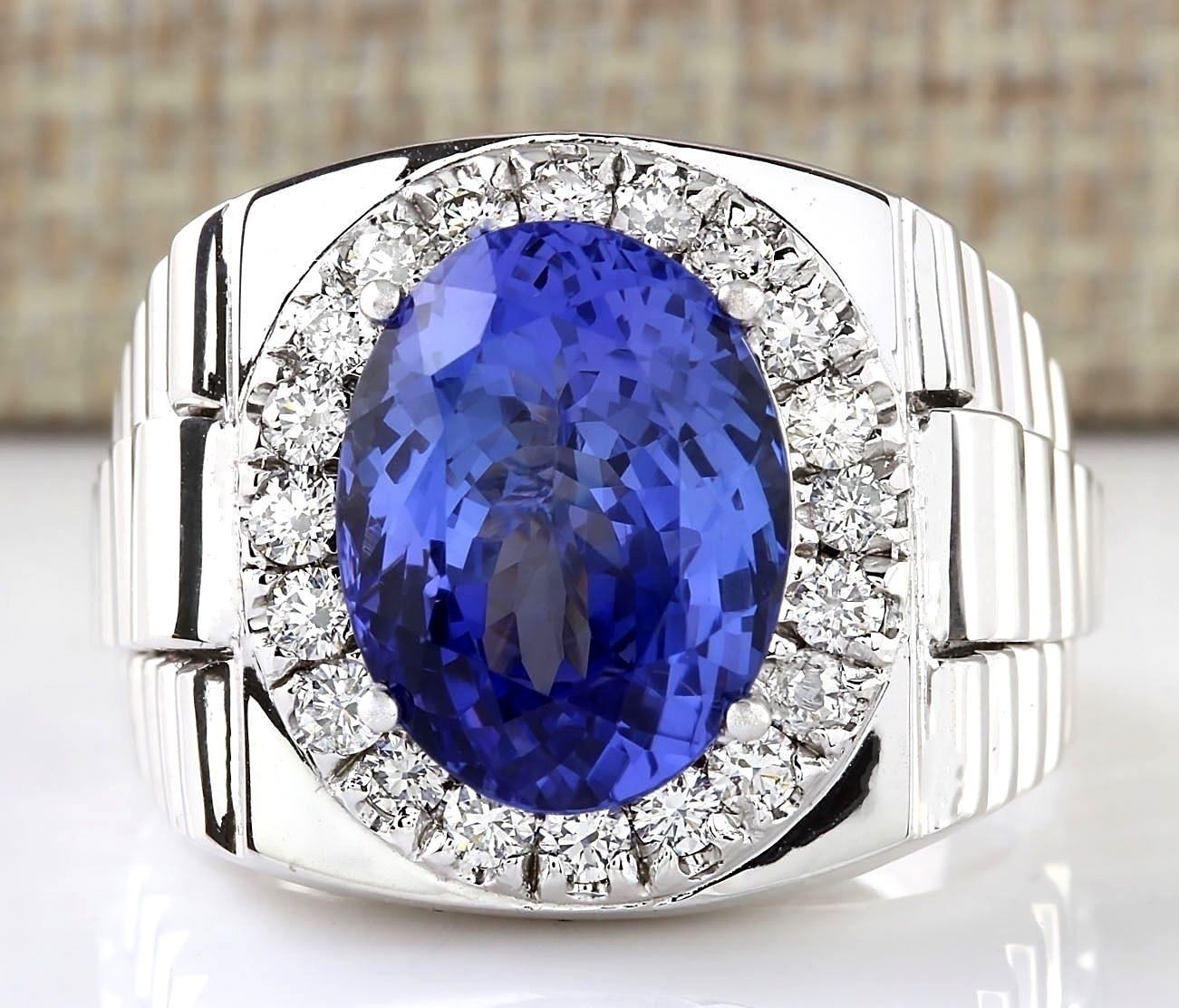 Fashion Men Tanzanite 925 Sterling Silver Ring Wedding Engagement Ring