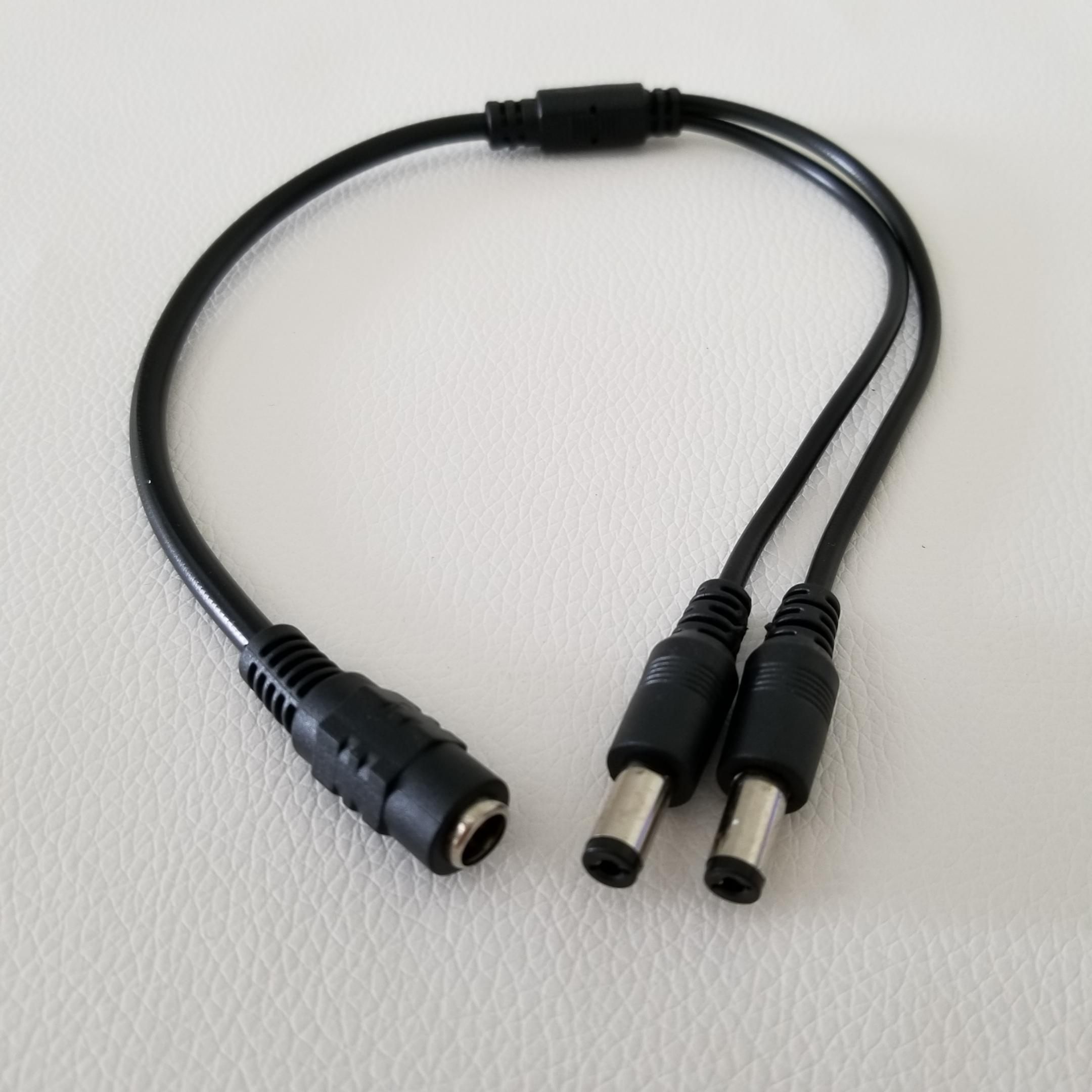 1 Female to 2 male Power Splitter Cable for 5.5mm x 2.1mm Jack CCTV 2 Pcs