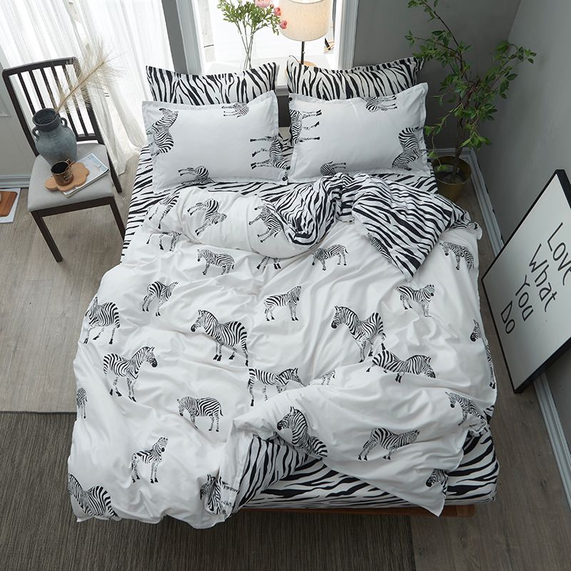 Zebra Crossing Home Textile Bedlinen Duvet Cover Pillow Case Black