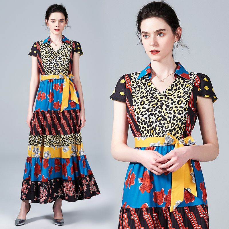 2020 Fashion Dress Charming Multicolor Leopard Floral