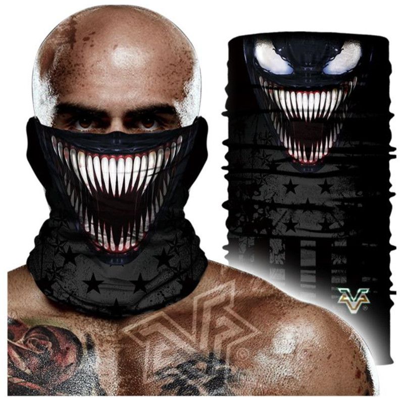 Buff Pêche Randonnée Chasse Masque Balaclava Tactique Noir Crâne Face Shield