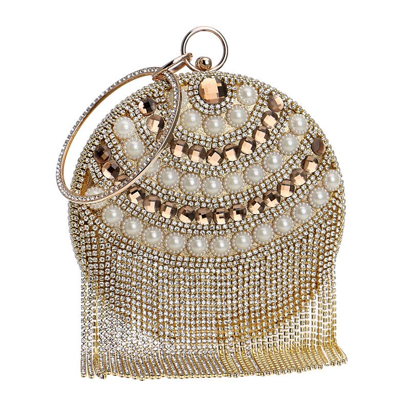 Dgrain Vintage Retro Gold Evening Bags Tassel Diamond Clutches Women ...