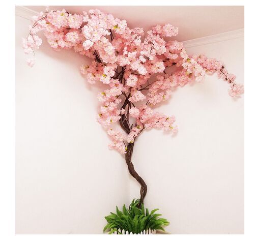 Árbol de cerezo Artificial vid falsa flor de cerezo rama de árbol Sakura  tallo para evento