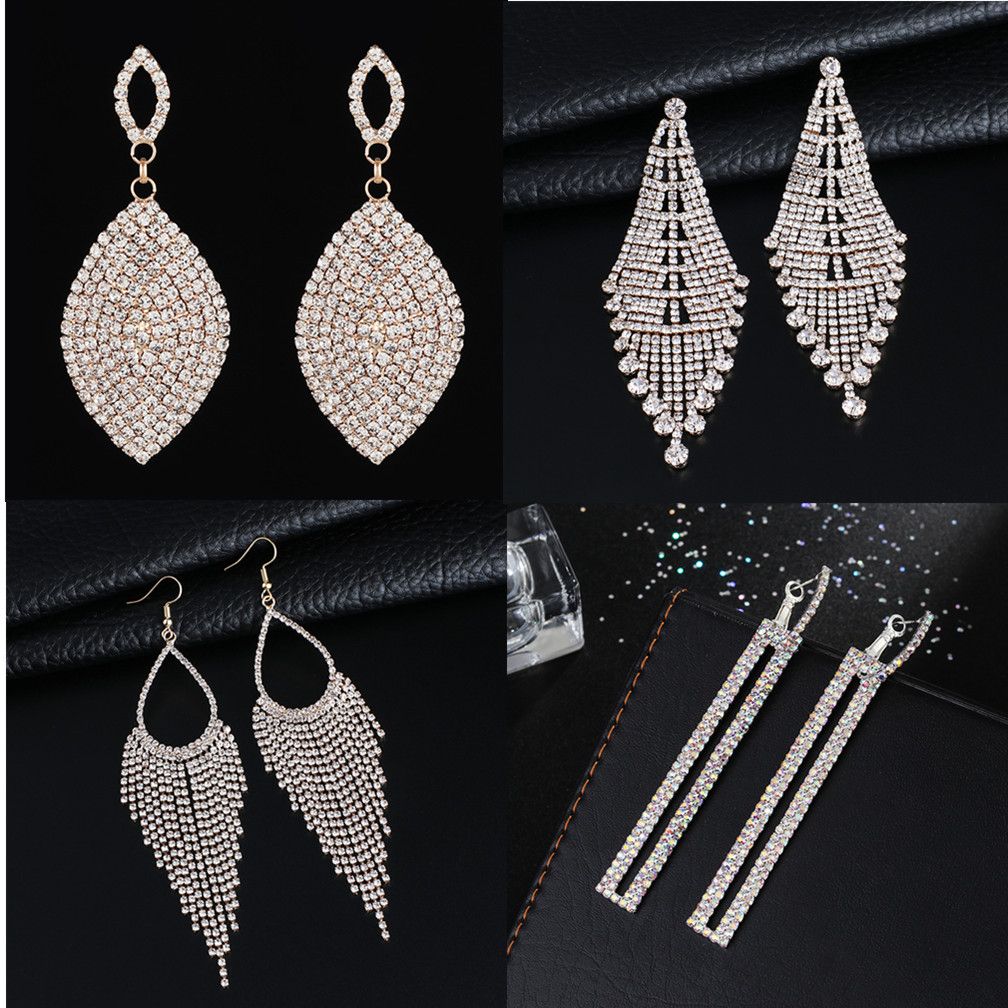 Cristal Strass Teardrop Collier Pendentif Boucle d/'oreille de mariage mariée bijoux OO