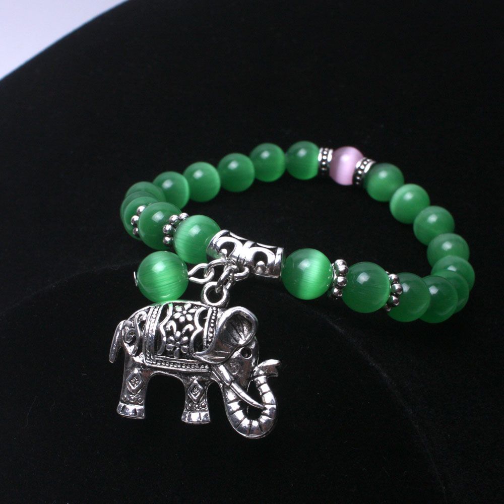satin al kedi gozu tasi charm bilezikler moda taki dropshipping ile yesil pembe kadinlar bileklikler bilezikler antik gumus fil tl94 09