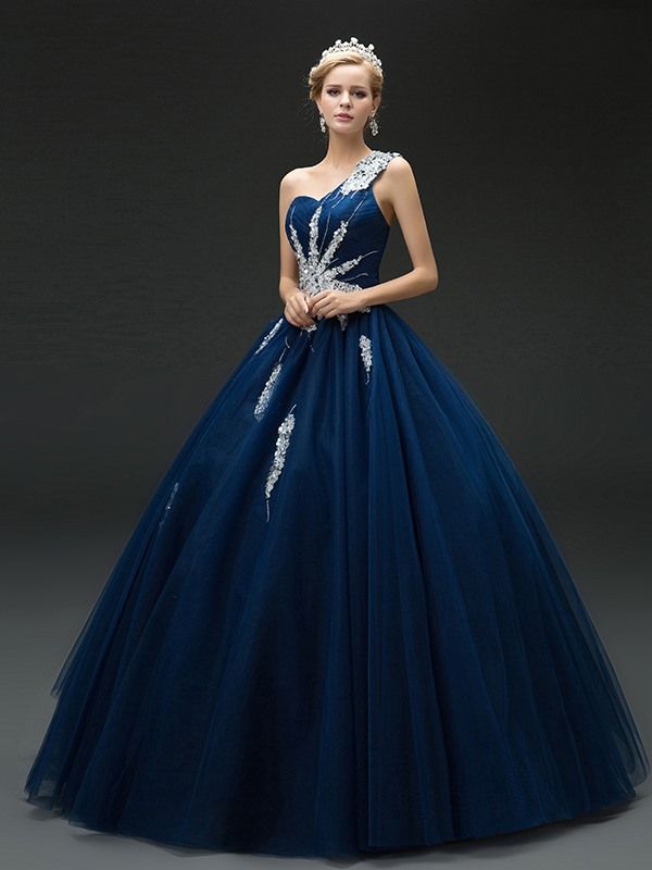 2020 vintage azul marino azul un hombro lentejuelas encaje cerca quinceañera  vestidos dulce 16 vestido Vestidos