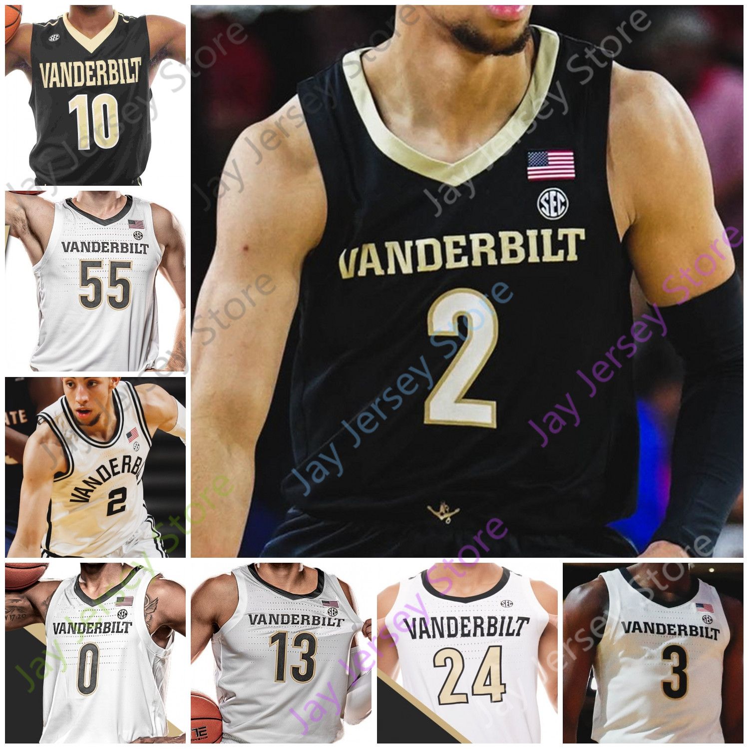 2020 Custom Vanderbilt Commodores Basketball Jersey NCAA College Aaron Nesmith Saben Lee Scotty