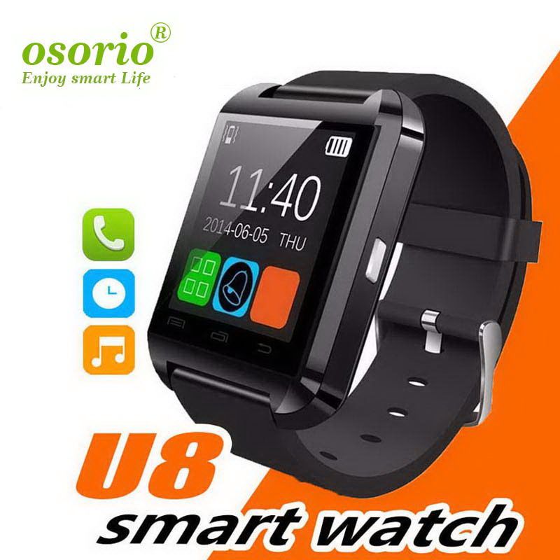 Bluetooth Smartwatch U8 Slim Horloge Telefoon Mate Pols Touch Voor Iphone 4s 5 S Samsung S4 S5 2 3 HTC Android Telefoon Smartphone Van Dreamtvstores Winkel