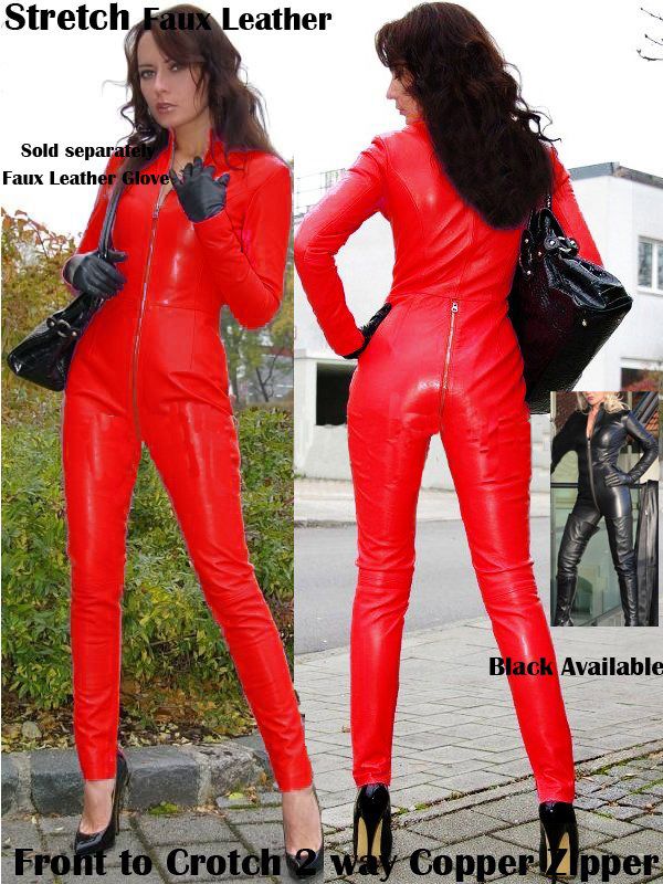 Women Fantasia Red Leather Catsuit Gothic Fetish Costume Front Zipper Jumpsuit Pole Dance Costume Stretchy Leotard CA 0060 Hellohere, $46.71 | DHgate.Com