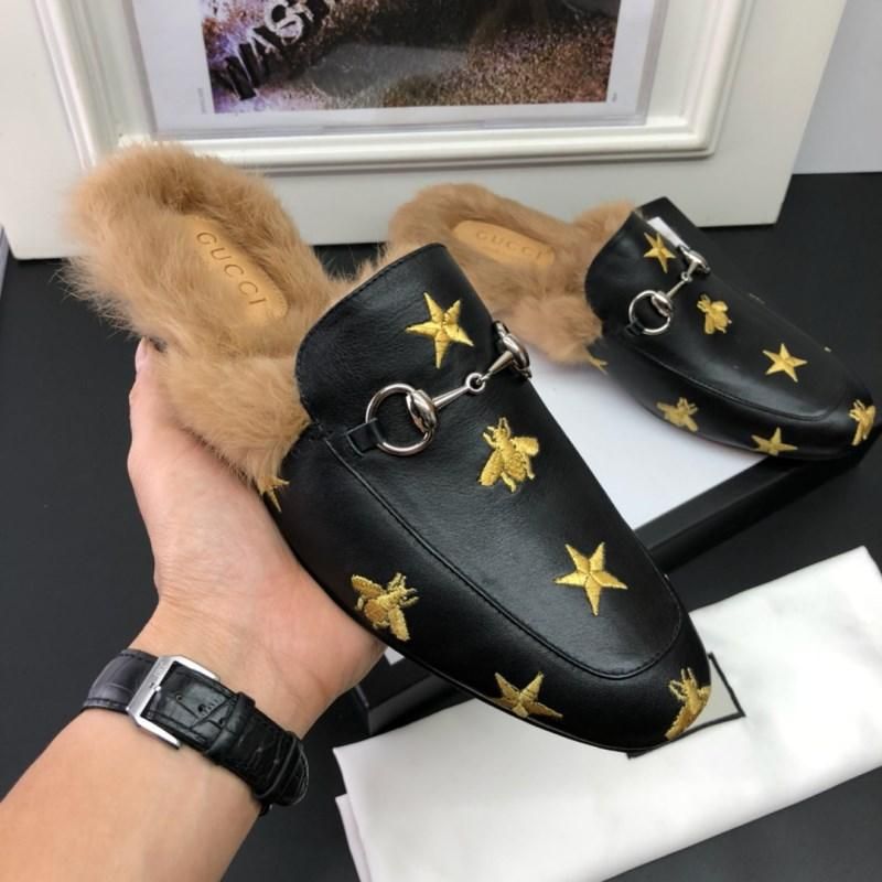 fur loafer slides