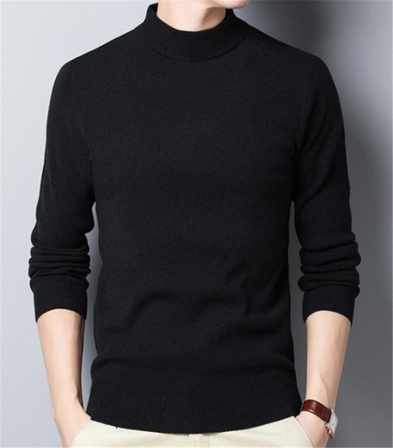 2020 Solid Color Mens Designer Sweaters Fashion Loose Panelled Mock
