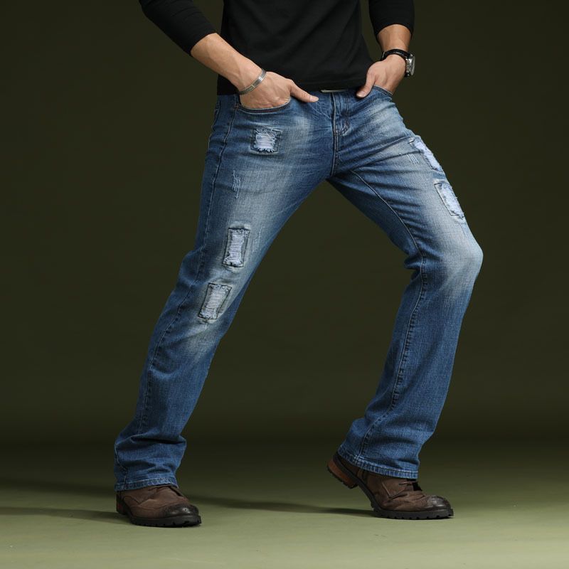mens light blue bootcut jeans