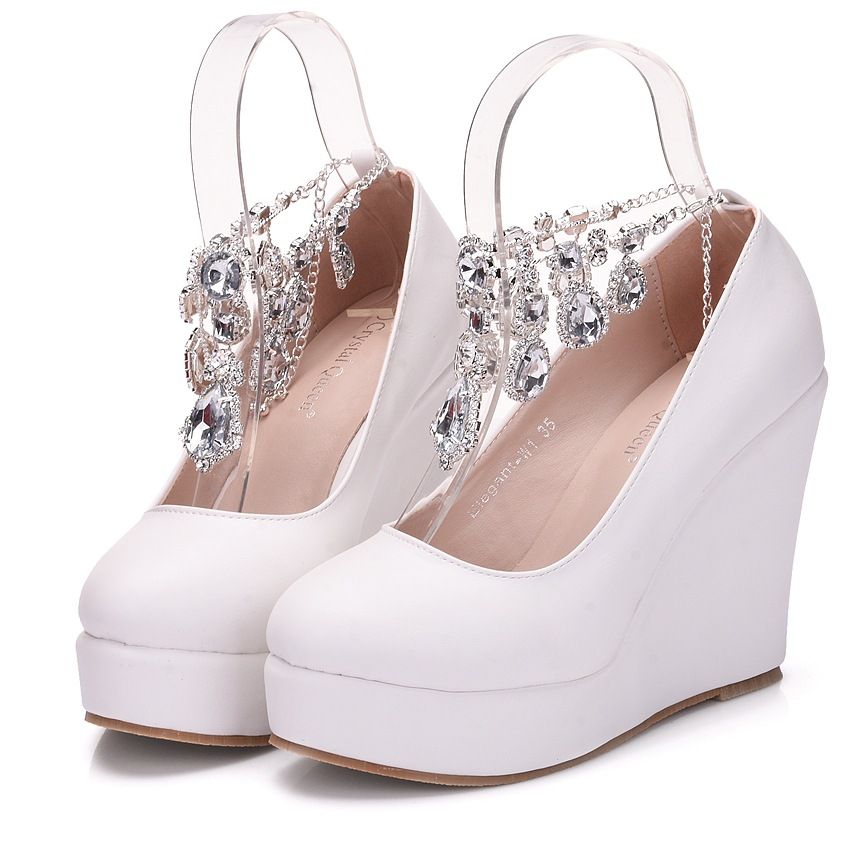 Acquistare Crystal Queen Cinturino Alla Caviglia Con Zeppa Alta Piattaforma  Pompe Grandi Dimensioni Scarpe Da Sposa Donne Cristallo Strass Piattaforma  Scarpe Mary Jane Economico | Consegna Veloce E Qualità | It.Dhgate