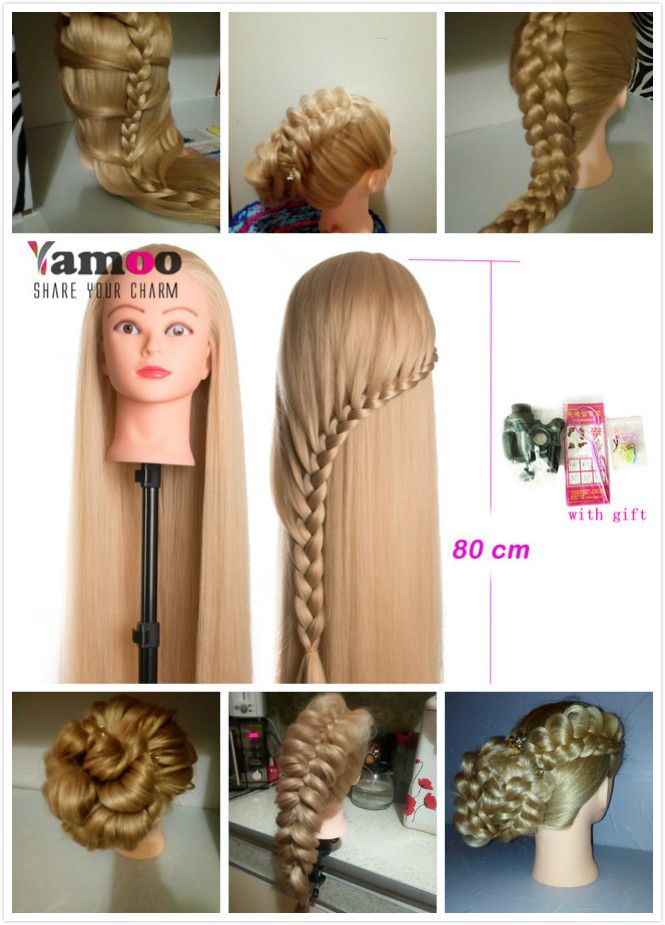 2020 80cm Hairdressing Dolls Head Very Long Yaki Hair Female
