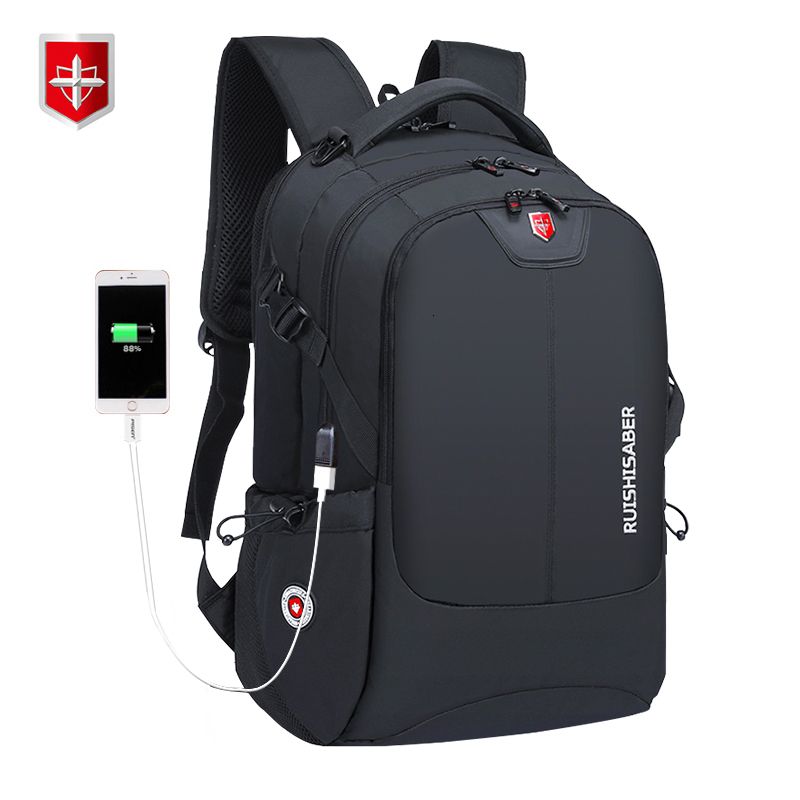 Swiss Waterproof Nylon Backpack Unisex Mens Laptop Phone Charger