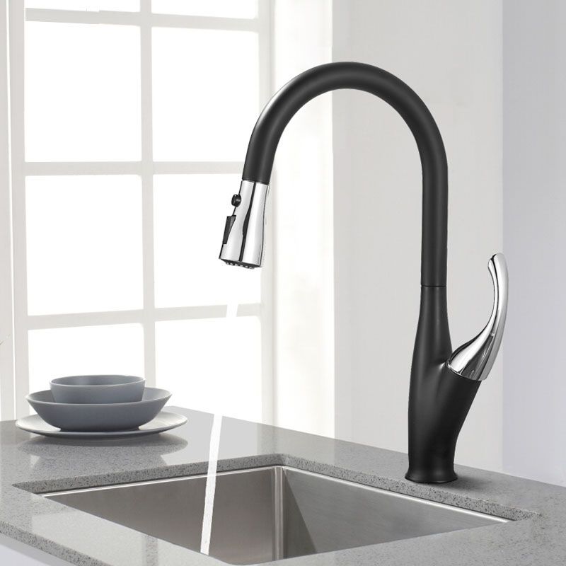 2021 Black Chrome Rubber Kitchen Faucet Mixer Tap Rotation Pull Out Stream Sprayer Taps Hot Cold Water Tap One Handle Kitchen Tap From Jennet 59 2 Dhgate Com