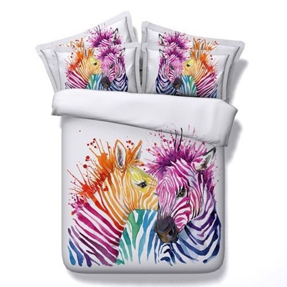 Rainbow Zebra Macaw Bedding Set Of Duvet Cover Set Quilt Cover