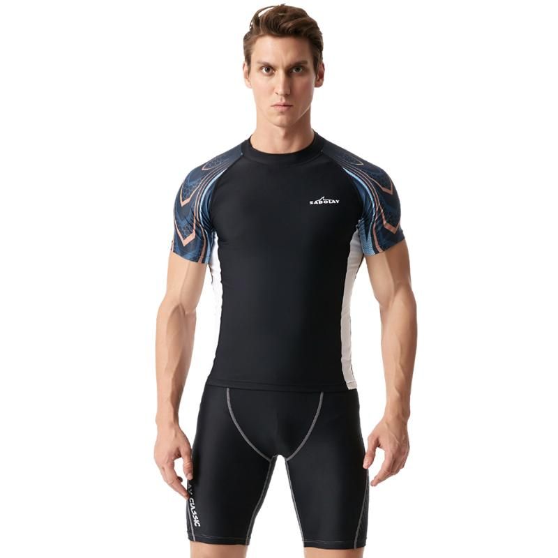 Hombres Lycra Del Traje De Baño De Natación Camisa Pantalones L 5XL Masculino Traje De Baño De UPF Secado Rápido Surf Ropa Traje De Baño Traje Surf Para Surf