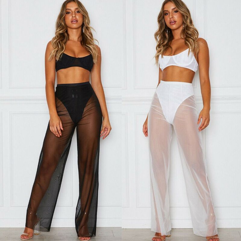 Compra Bikini Transparente De Malla De Playa De Verano Para Mujer Sexy Traje  De Baño Pantalón Largo Pantalón Barato | Entrega Rápida Y Calidad |  Es.Dhgate