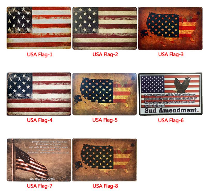 2019 Usa Flag Tin Signs Metal Vintage Posters Usa Flag Wall Metal