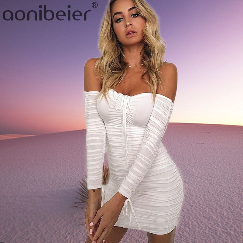 white ruched long sleeve dress