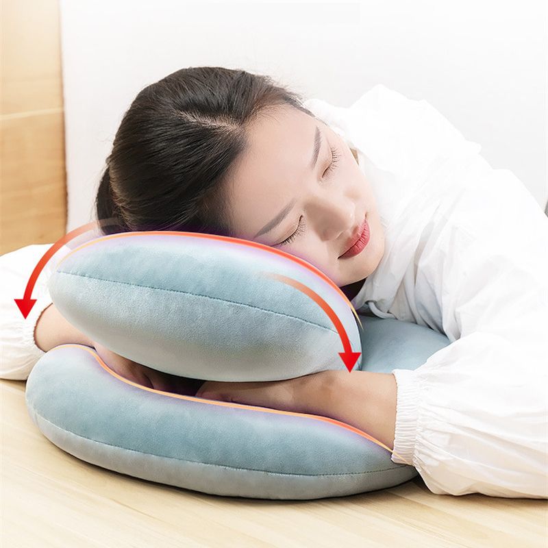 SODIAL Cojin de doble cara almohada inflable flocado Gamuza Tejido Camping Turismo Oficina al aire libre Plegable Portatil hotel Rojo de vino