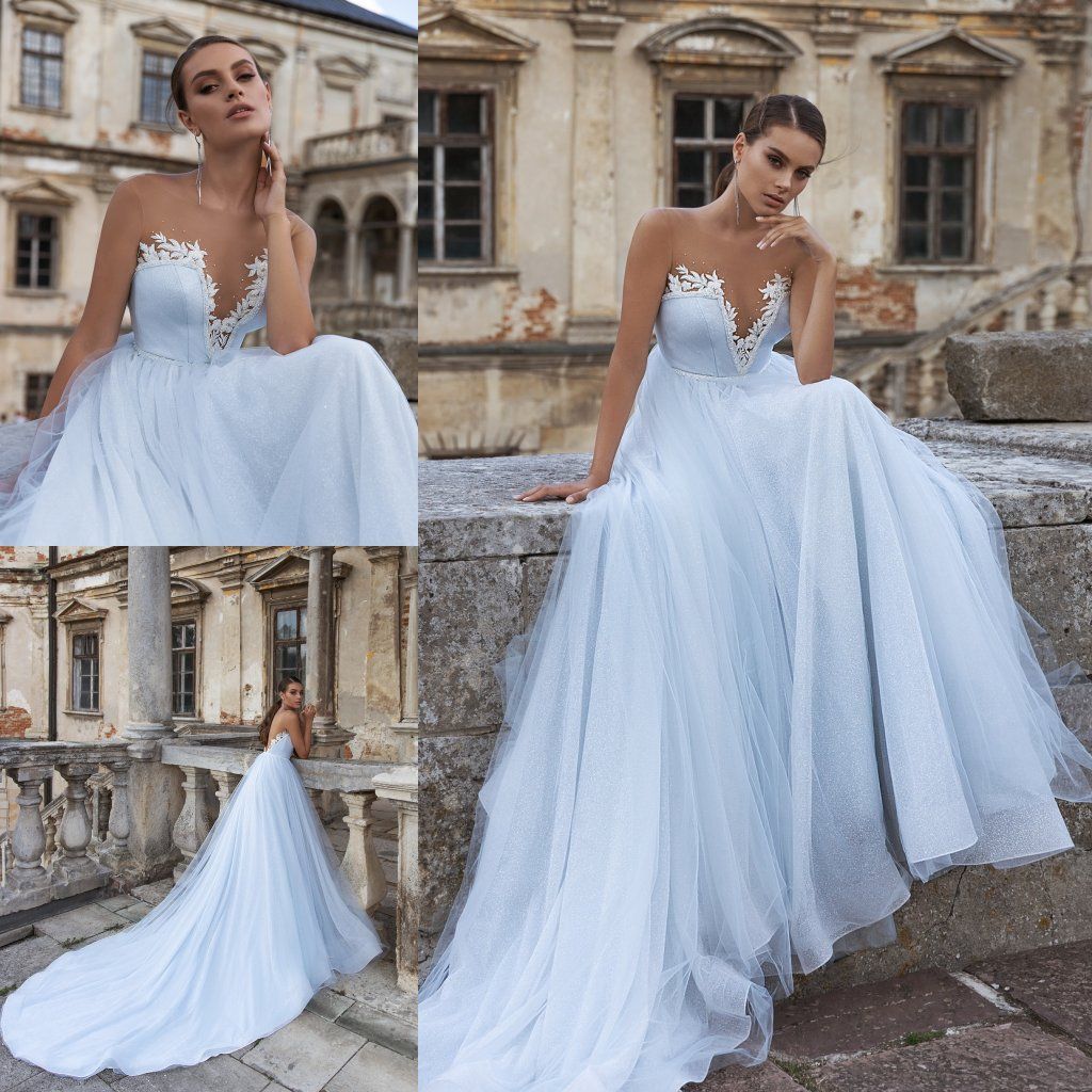 light blue bridal dress