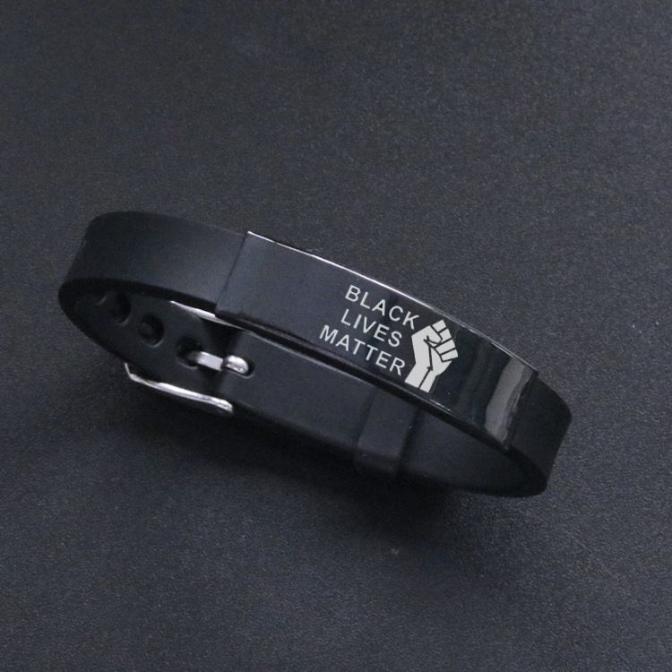 Black Lives Matter Silicone Wristband I CAN'T BREATHE Black Silicone Stainless Steel Bracelet & Bangles For Men Women Party Favor RRA3134