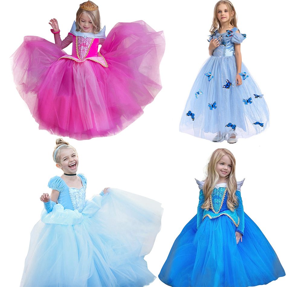 Kinder Mädchen Prinzessin Cosplay Kostüm Cinderella Abschlussball Party Kleider 