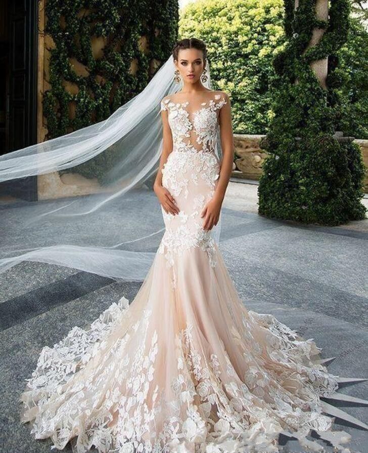 blush sheath wedding dress