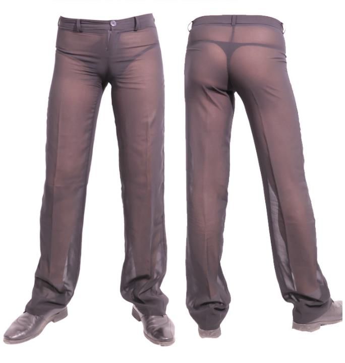 Compre Moda Hombres Sexy Pantalones Transparentes Larga Gasa Ultrafina  Perspectiva Casual Elegante Verano Negro Blanco A 25,33 € Del Xueyuan99 |  Es.Dhgate.Com