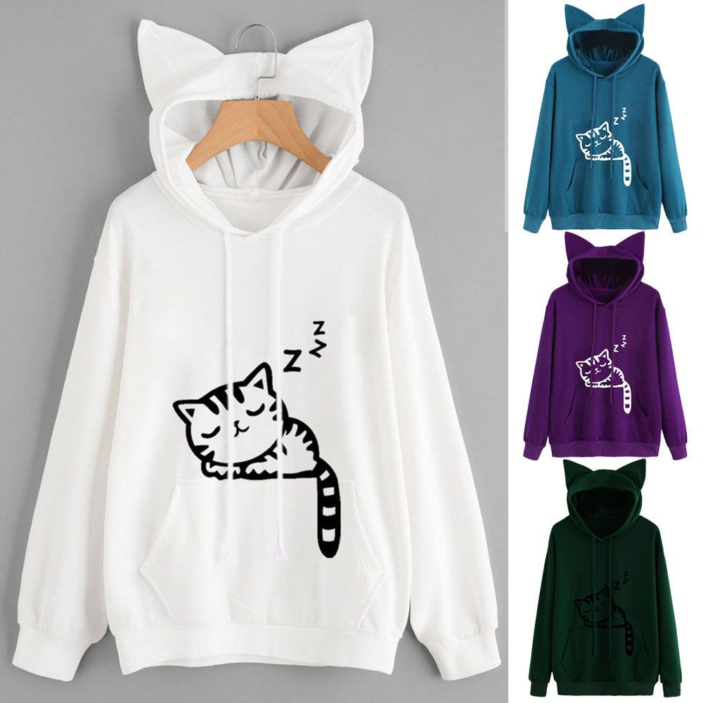 womens cat moletom com capuz