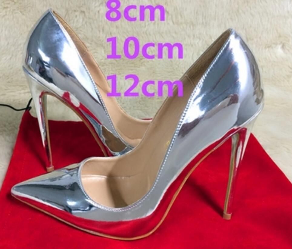 silver patent leather heels