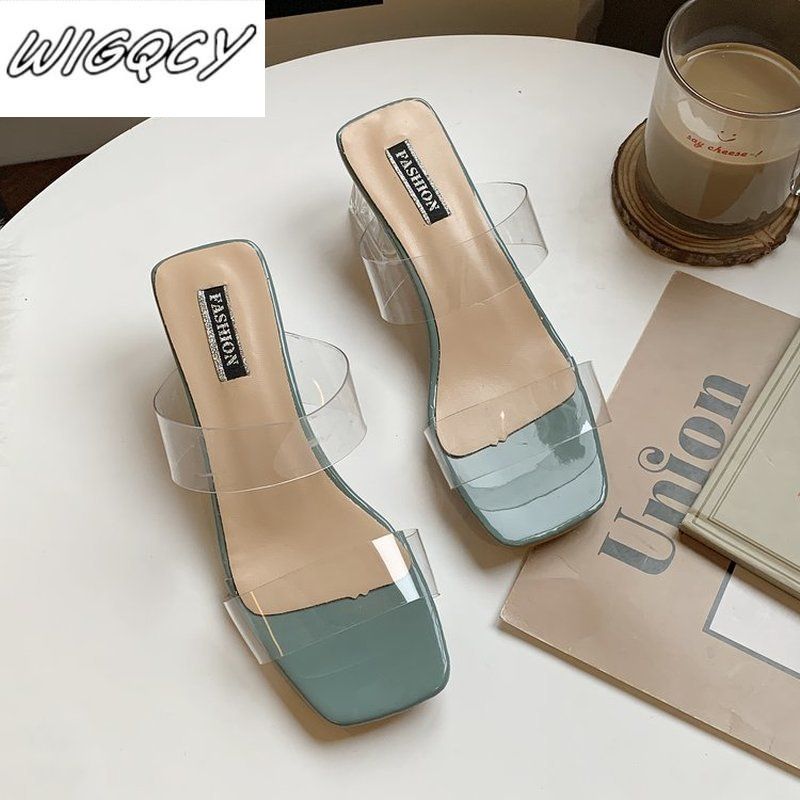 transparent mid heels