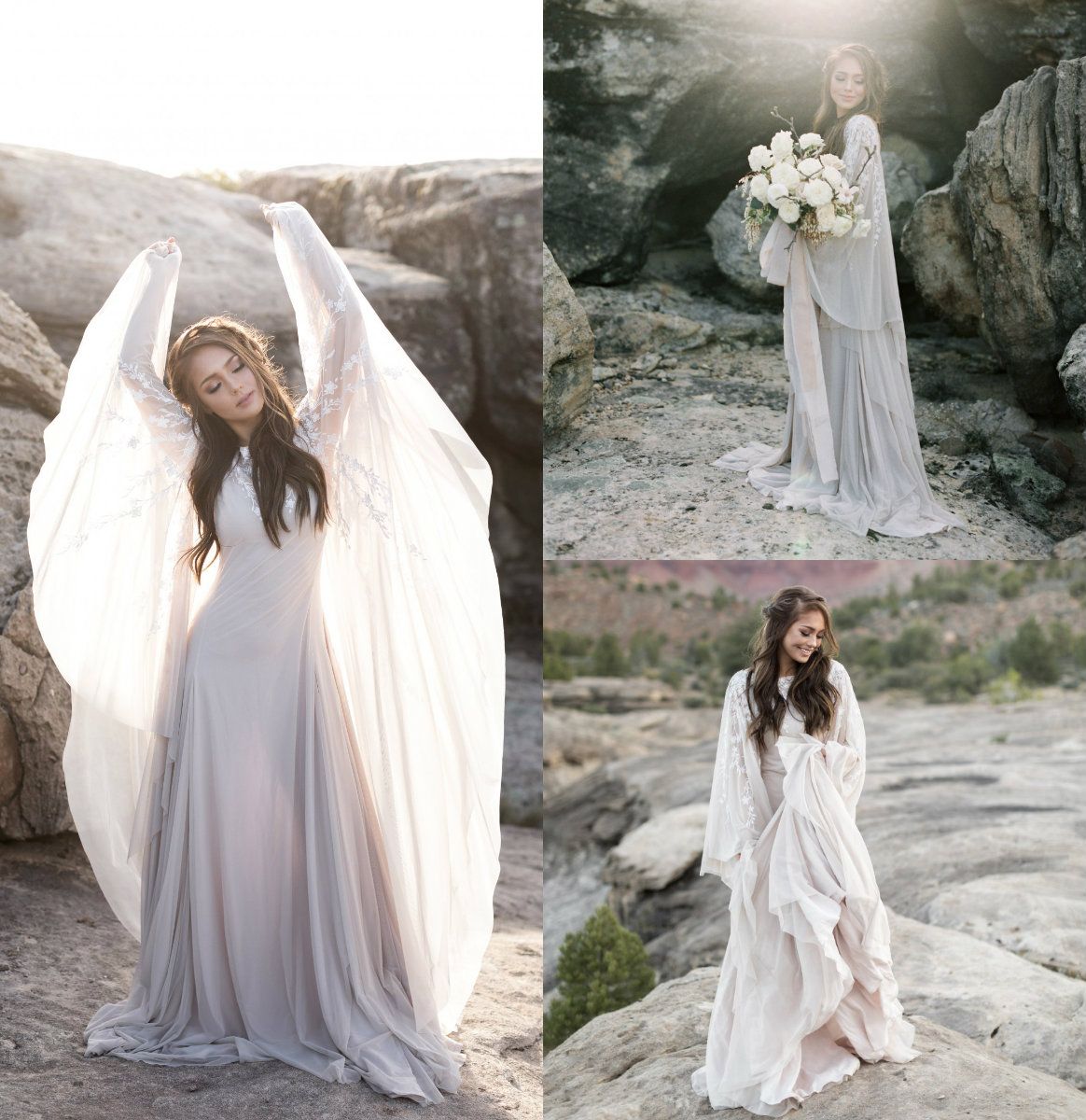 batwing sleeve wedding dress