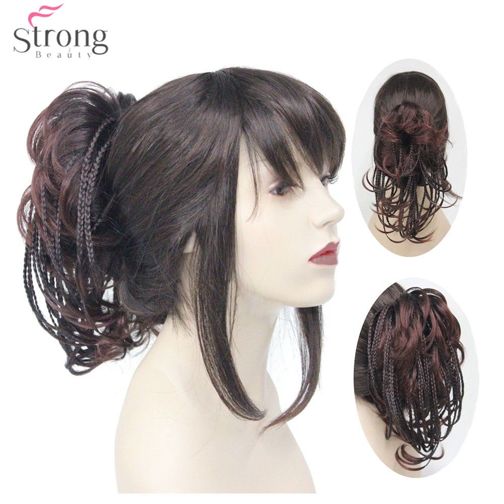 Short Braids Braided Clip In Ponytail Hairpiece Hair Extensions