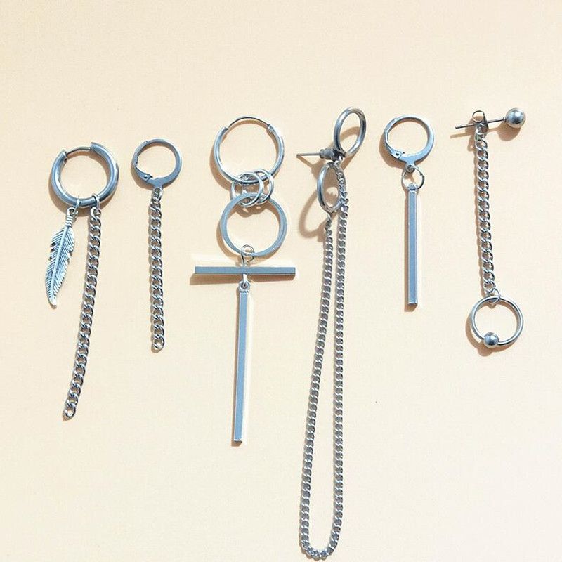 6 unids / set V BTS Pendientes de ADN Pendientes Hombres Largos Bangtan Boy V ADN