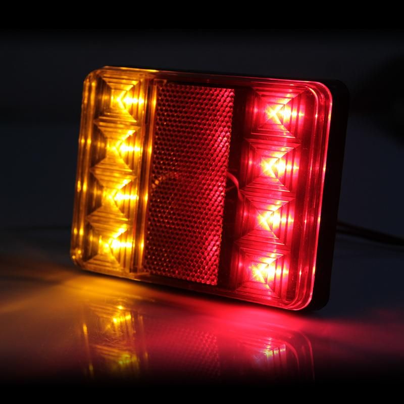 PolarLander 2PCS Imperm/éable 8 LED Feux arri/ère Rouge Jaune arri/ère arri/ère DC 12V pour Camion de remorque Bateau de Voiture Styling Avertissement