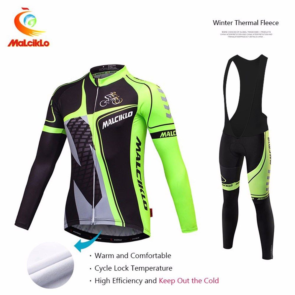 Pro de invierno conjunto Jersey largo ciclo Fleece Ropa ciclismo bicicleta ropa