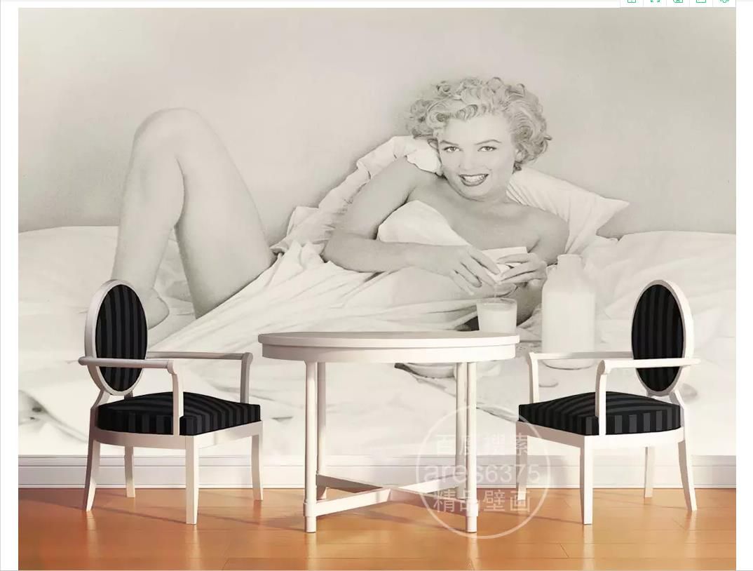 Papel De Parede Custom 3d Photo Mural Wallpaper Home Decor Marilyn Monroe Mural Background Wall In Black And White Retro Vintage Bed Hd Wallpapers