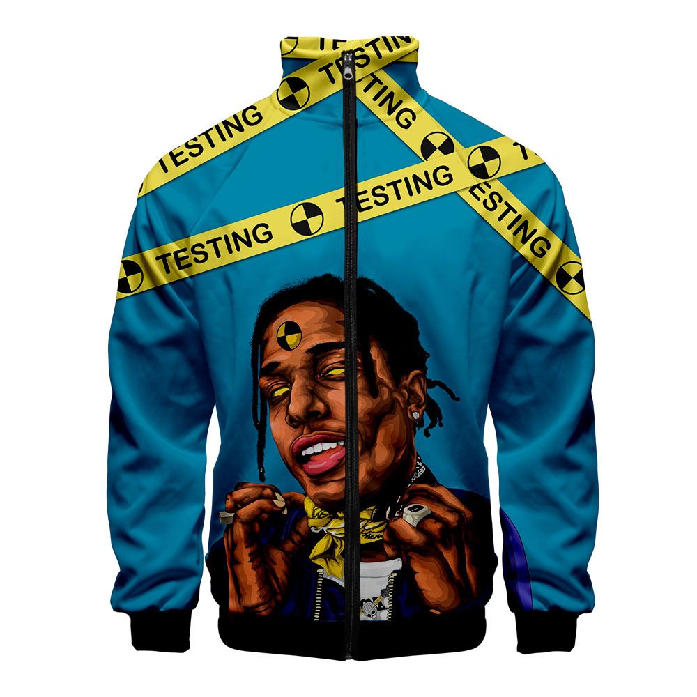 Rap ASAP ROCKY 3D Print Stand Collar Zipper Sweatshirt Casual Tracksuit Winter Fashion Streetwear Hip Hop Rap ASAP ROCKY 3D Print Stand Collar Zipper Sweatshirt Casual Tracksuit Winter Fashion Streetwear Hip Hop