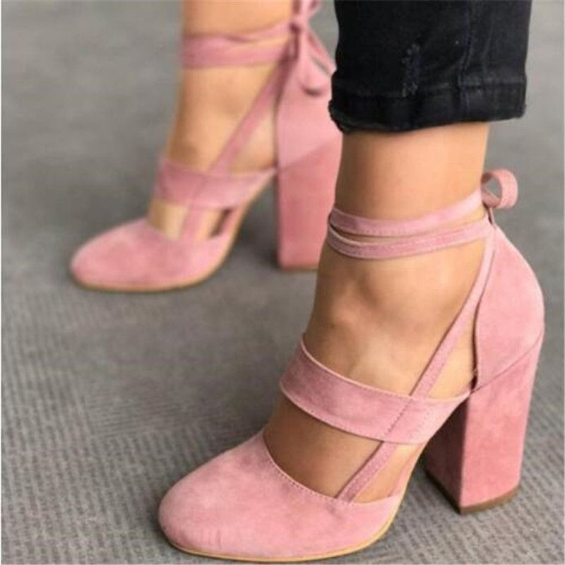thick heel lace up heels