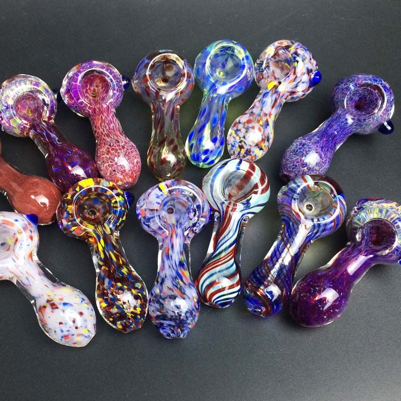2 1/2" COLLECTIBLE TOBACCO PIPE GLASS HAND PIPE SMOKING BOWL PIPE DK BLUE w/Line 