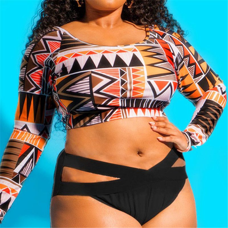 long sleeve 2 piece swimsuit plus size