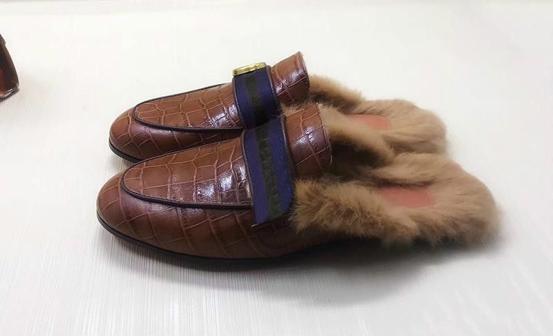 mens fur slides